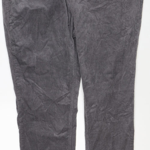 Marks & Spencer Women’s Grey Corduroy Straight Trousers UK 22 Regular