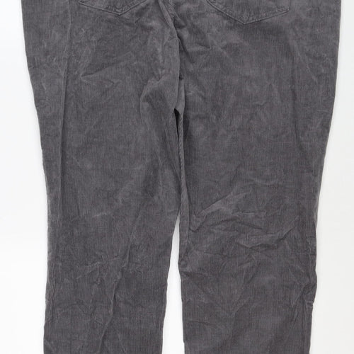 Marks & Spencer Women’s Grey Corduroy Straight Trousers UK 22 Regular