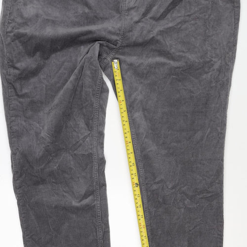 Marks & Spencer Women’s Grey Corduroy Straight Trousers UK 22 Regular