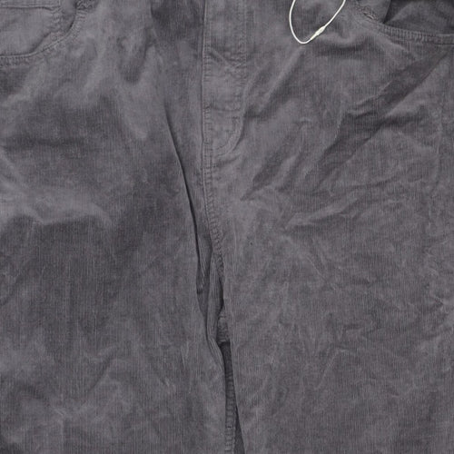 Marks & Spencer Women’s Grey Corduroy Straight Trousers UK 22 Regular