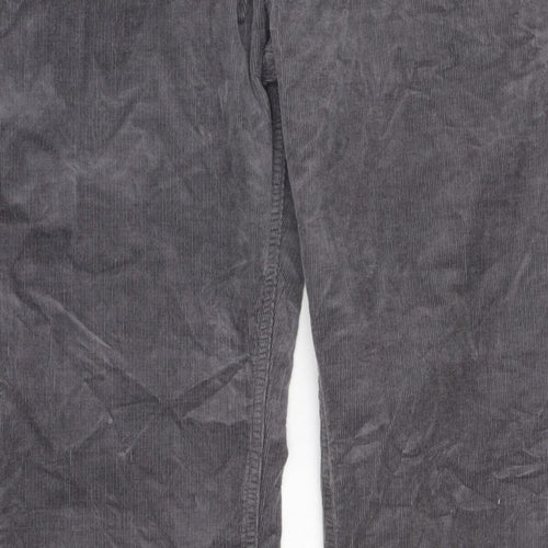 Marks & Spencer Women’s Grey Corduroy Straight Trousers UK 22 Regular
