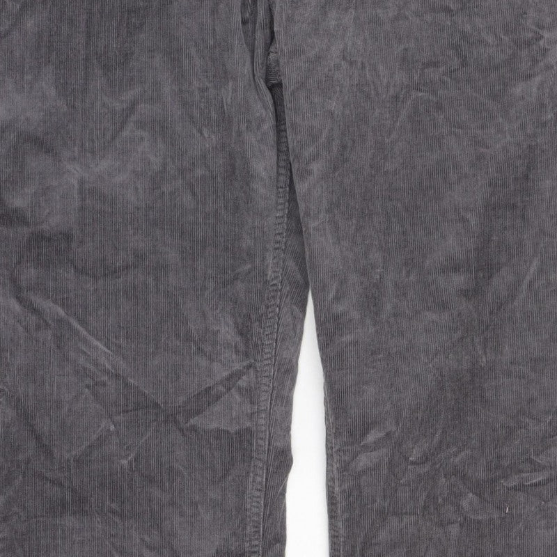 Marks & Spencer Women’s Grey Corduroy Straight Trousers UK 22 Regular