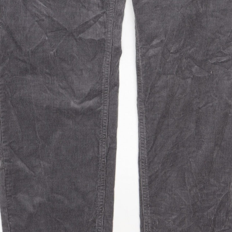 Marks & Spencer Women’s Grey Corduroy Straight Trousers UK 22 Regular