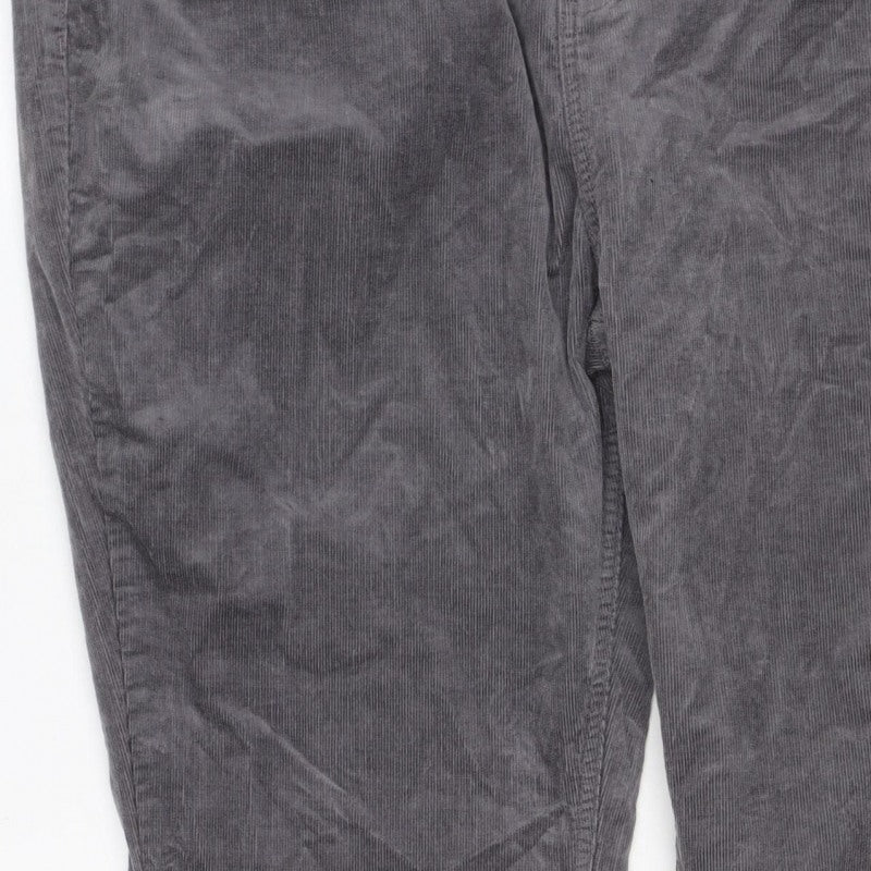Marks & Spencer Women’s Grey Corduroy Straight Trousers UK 22 Regular