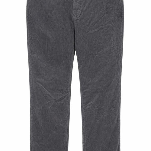 Marks & Spencer Women’s Grey Corduroy Straight Trousers UK 22 Regular