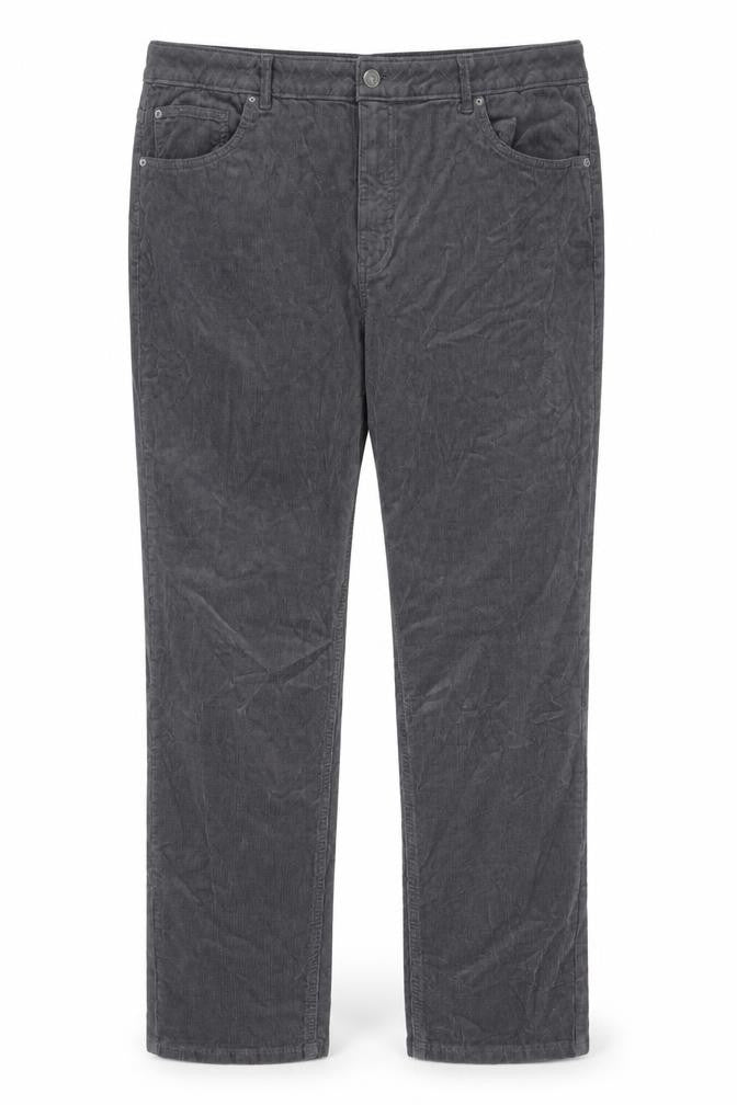 Marks & Spencer Women’s Grey Corduroy Straight Trousers UK 22 Regular