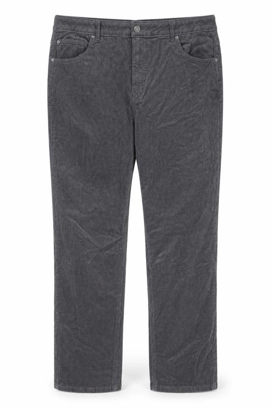 Marks & Spencer Women’s Grey Corduroy Straight Trousers UK 22 Regular