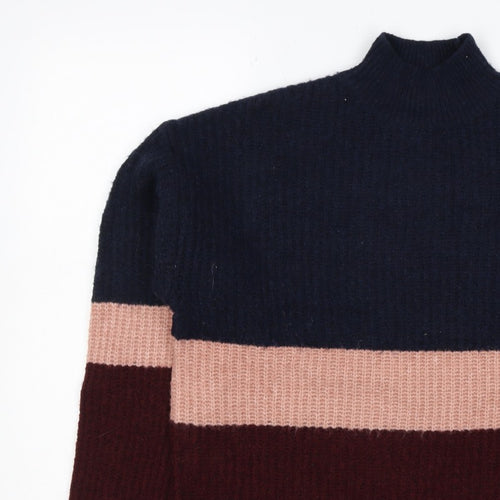 New Look Women Multicoloured UK 6 Pullover High Neck Knit Jumper