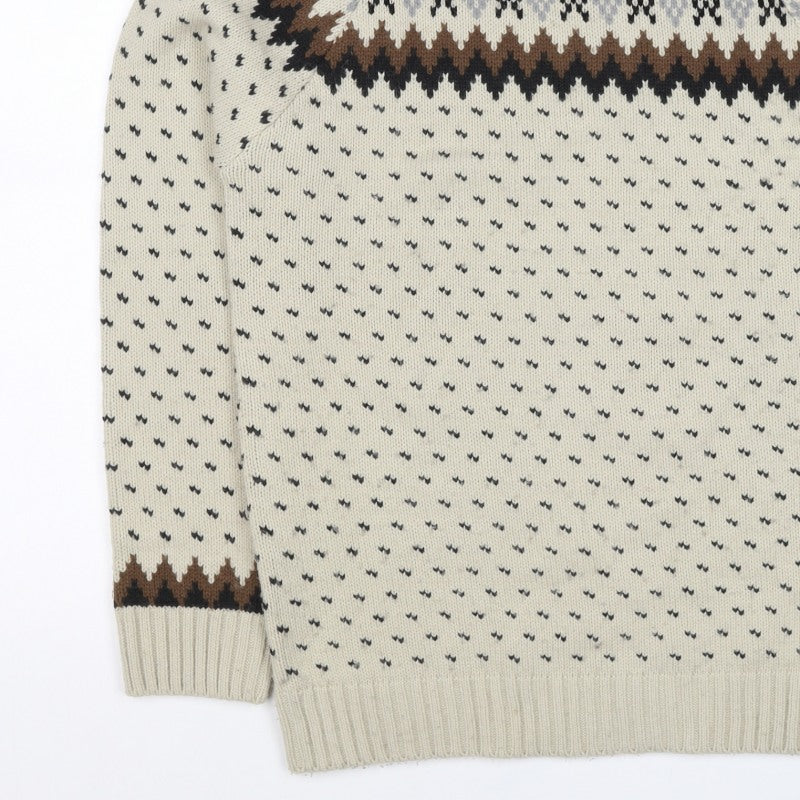 Red Herring Women’s Ivory Fair Isle Aztec Knit Jumper M