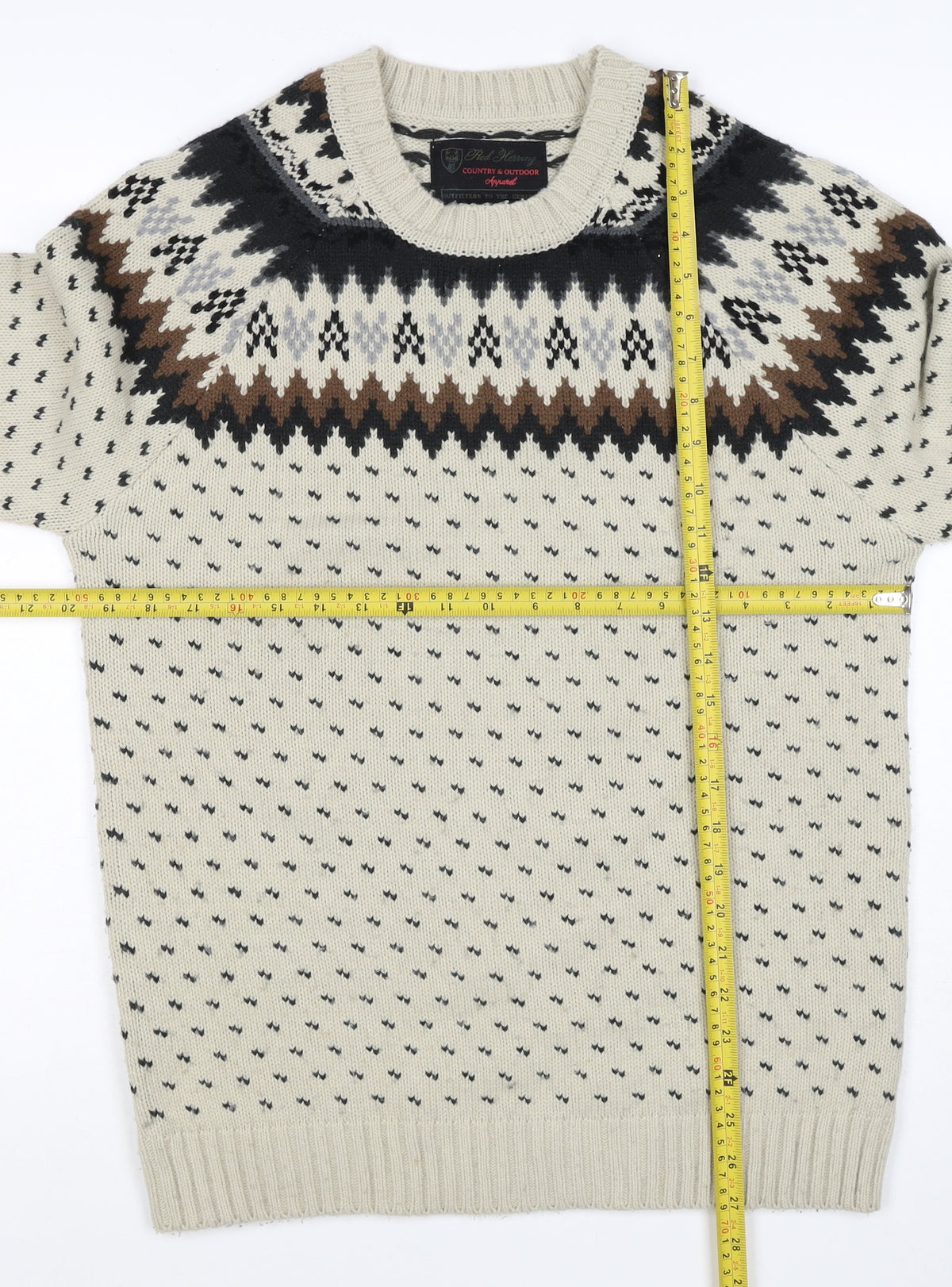 Red Herring Women’s Ivory Fair Isle Aztec Knit Jumper M