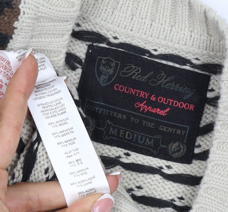 Red Herring Women’s Ivory Fair Isle Aztec Knit Jumper M
