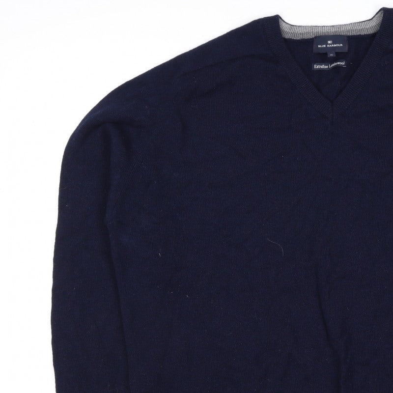 Additional view of Blue Harbour Men’s Navy XL Lambswool V-Neck jumper Classic