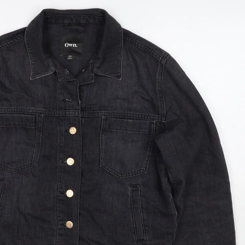 Own. Women’s Black UK 8 Denim Basic Jacket Button Front