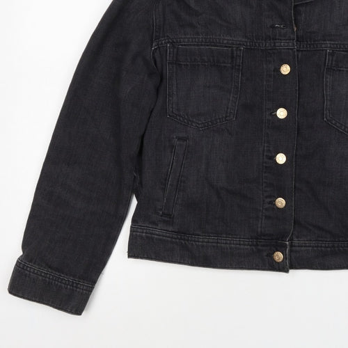 Own. Women’s Black UK 8 Denim Basic Jacket Button Front