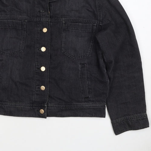 Own. Women’s Black UK 8 Denim Basic Jacket Button Front