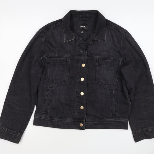 Own. Women’s Black UK 8 Denim Basic Jacket Button Front