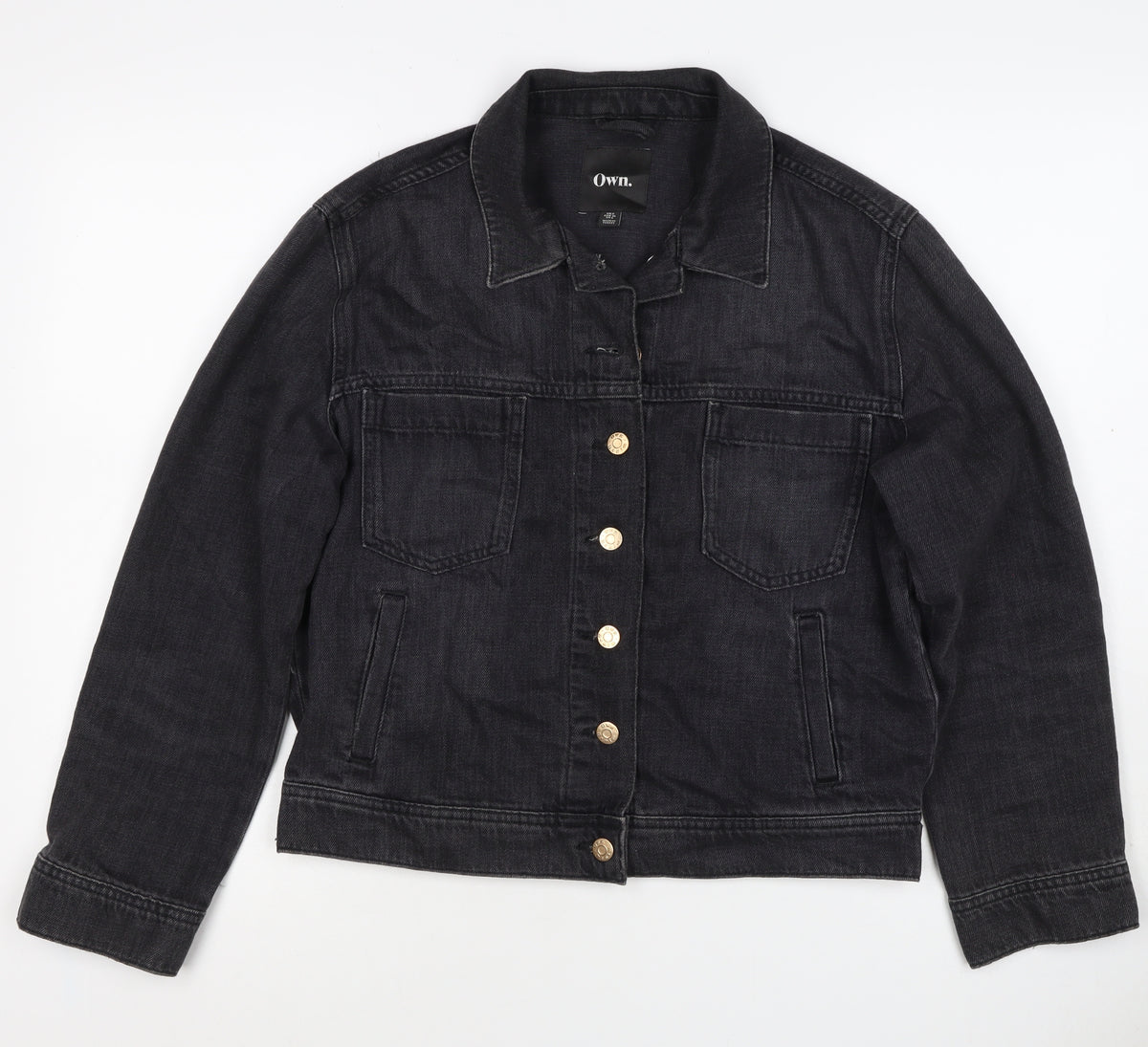 Own. Women’s Black UK 8 Denim Basic Jacket Button Front