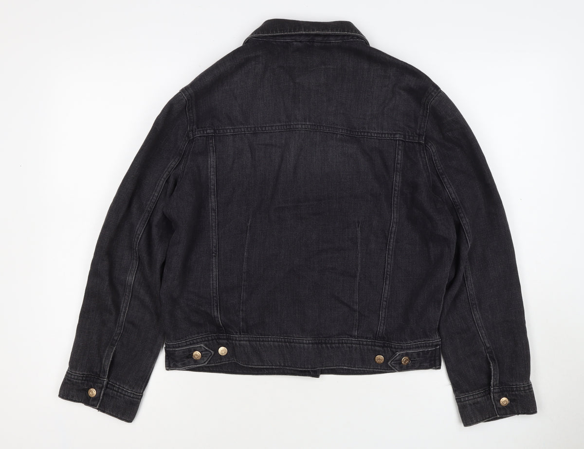 Own. Women’s Black UK 8 Denim Basic Jacket Button Front