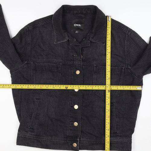 Own. Women’s Black UK 8 Denim Basic Jacket Button Front