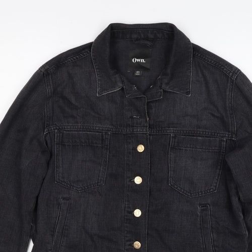 Own. Women’s Black UK 8 Denim Basic Jacket Button Front