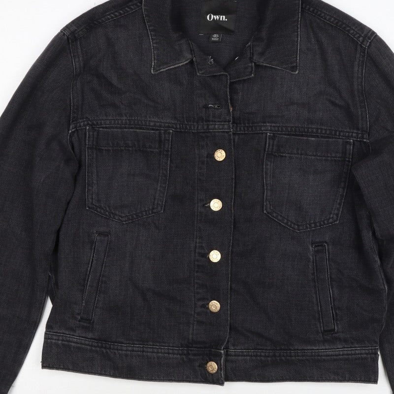 Own. Women’s Black UK 8 Denim Basic Jacket Button Front