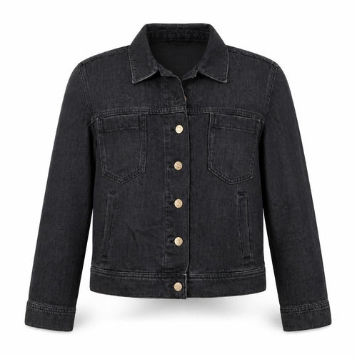 Own. Women’s Black UK 8 Denim Basic Jacket Button Front