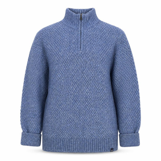 Fat Face Women’s Blue S Chunky Knit 1/4 Zip High Neck Jumper