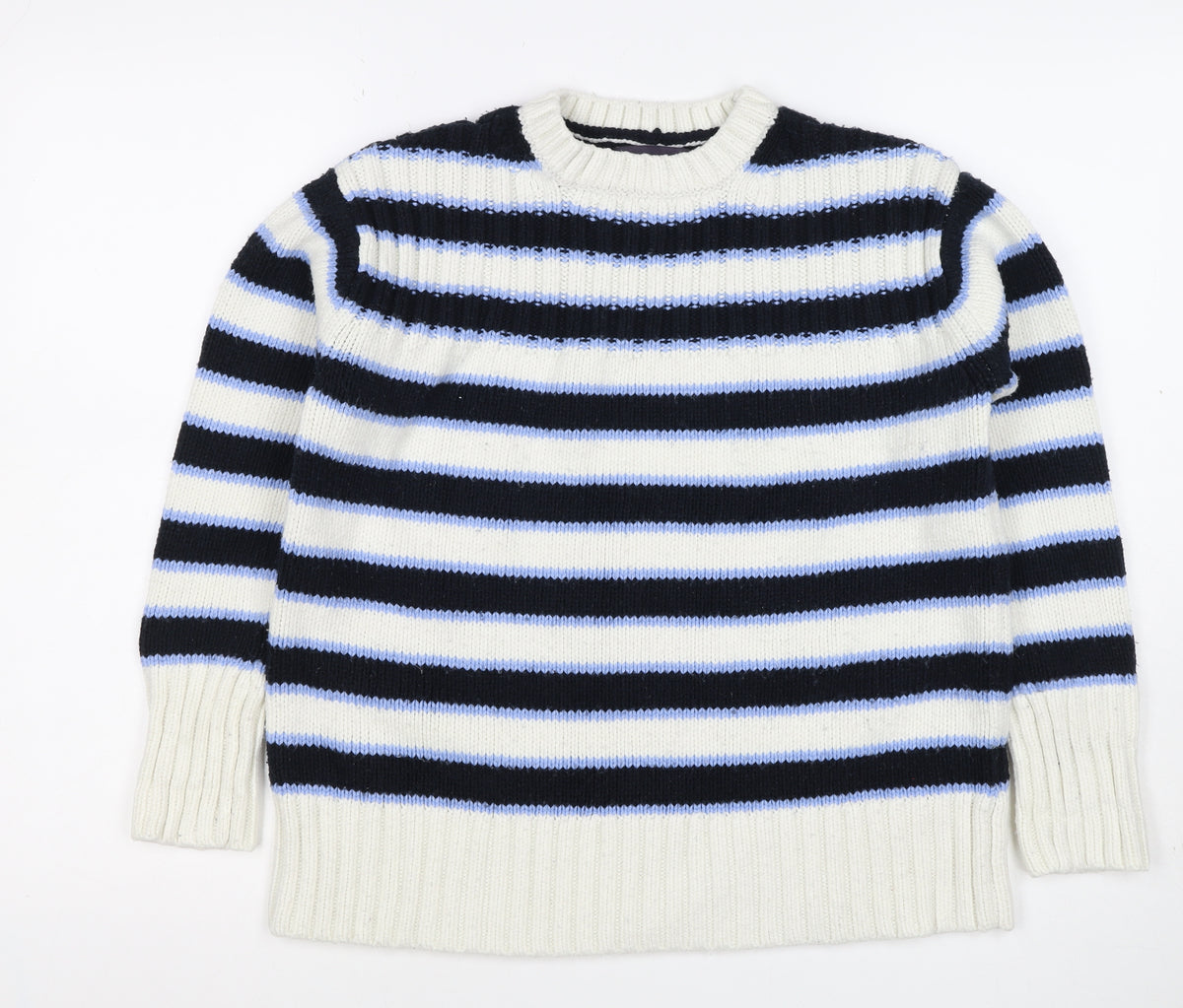 Back view of Marks and Spencer Women’s Multicoloured S Striped Chunky Knit Jumper