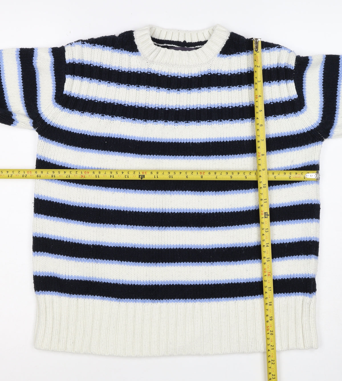Brand and care label for Marks and Spencer Women’s Multicoloured S Striped Chunky Knit Jumper