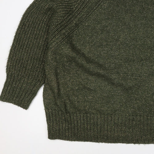 Next Women Green XL UK 22 High Neck Raglan Knit Jumper
