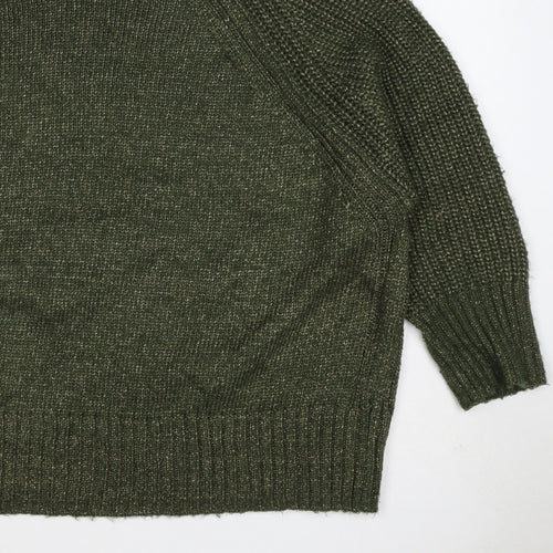 Next Women Green XL UK 22 High Neck Raglan Knit Jumper