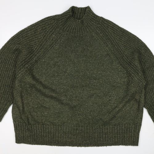 Next Women Green XL UK 22 High Neck Raglan Knit Jumper