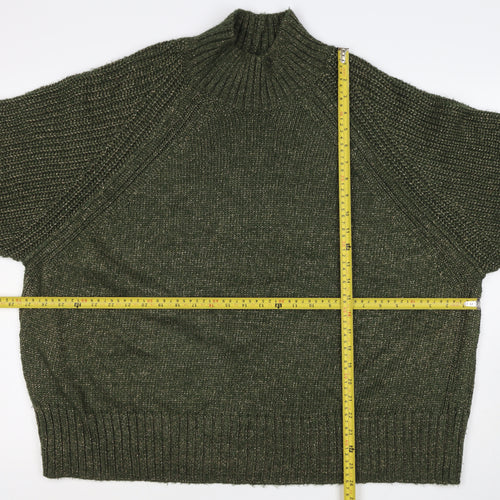 Next Women Green XL UK 22 High Neck Raglan Knit Jumper
