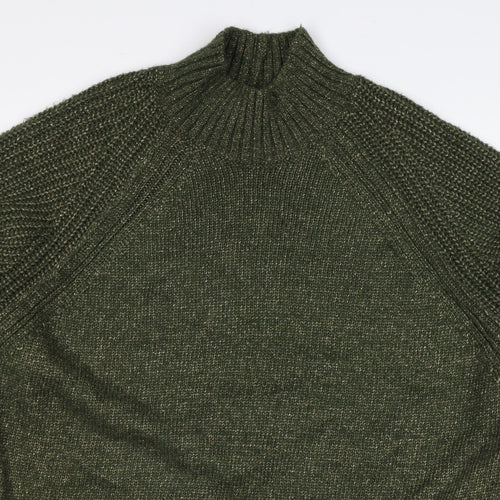 Next Women Green XL UK 22 High Neck Raglan Knit Jumper