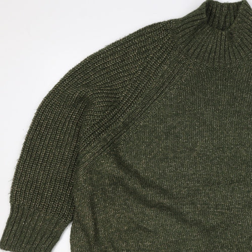 Next Women Green XL UK 22 High Neck Raglan Knit Jumper