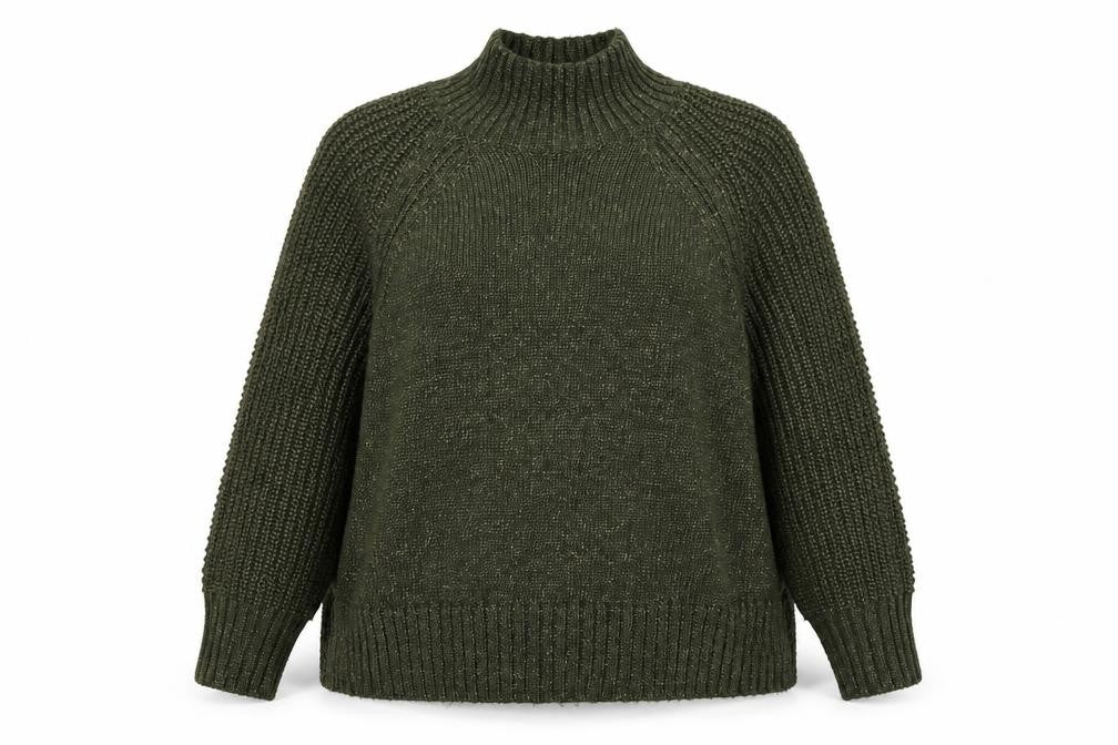 Next Women Green XL UK 22 High Neck Raglan Knit Jumper