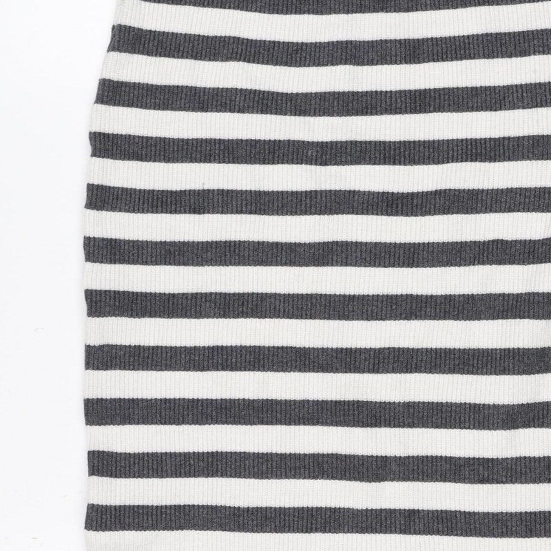 Additional view of Marks & Spencer Women Grey Stripe Knit Pencil Mini Skirt M