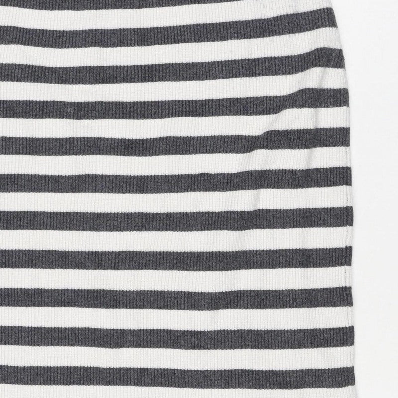 Additional view of Marks & Spencer Women Grey Stripe Knit Pencil Mini Skirt M