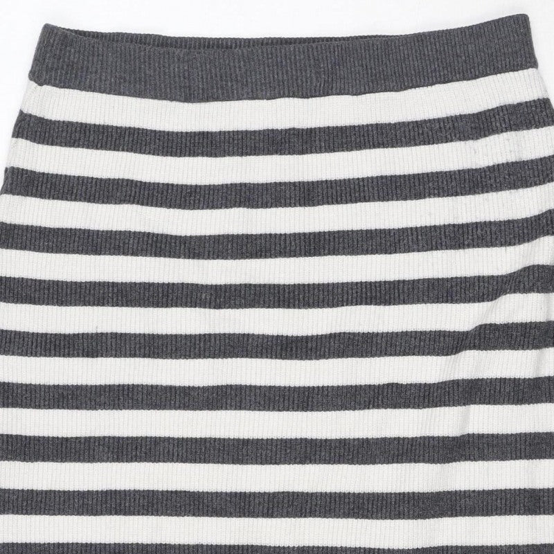 Additional view of Marks & Spencer Women Grey Stripe Knit Pencil Mini Skirt M