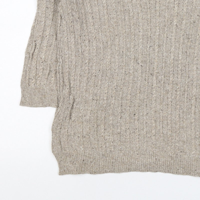 Additional view of MNG Basics Women Beige XS Cable-Knit Button Shoulder jumper