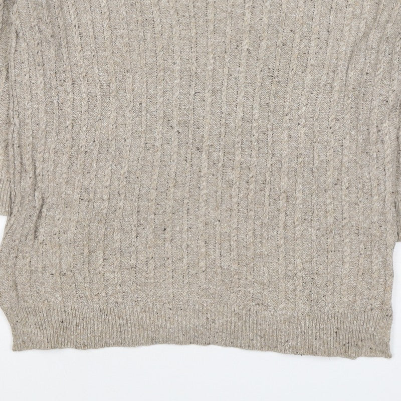 Additional view of MNG Basics Women Beige XS Cable-Knit Button Shoulder jumper