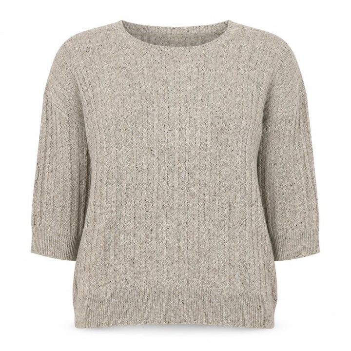 MNG Basics Women Beige XS Cable-Knit Button Shoulder Pullover Jumper