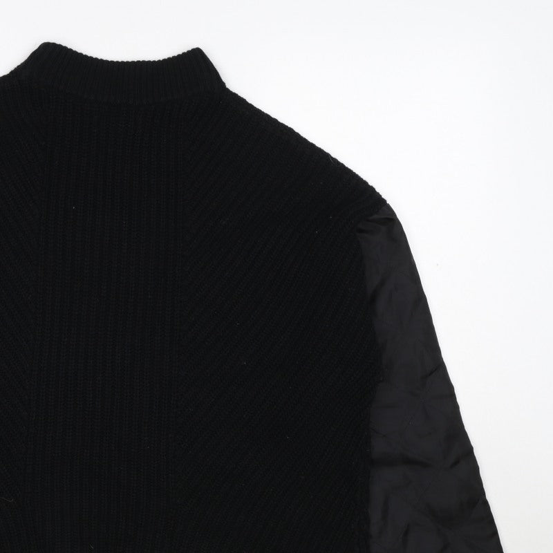 La Redoute Women Black M Mock Neck Knit Jumper Quilted Long Sleeve