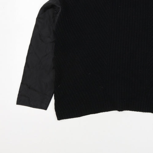 La Redoute Women Black M Mock Neck Knit Jumper Quilted Long Sleeve