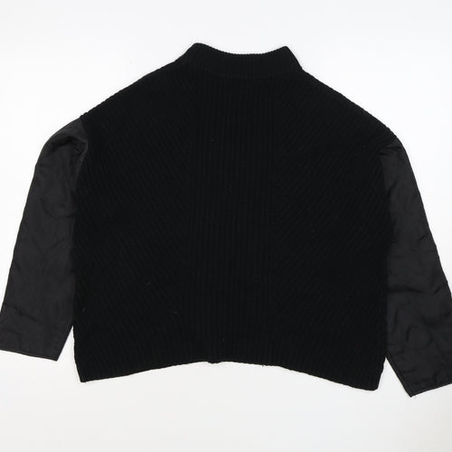 La Redoute Women Black M Mock Neck Knit Jumper Quilted Long Sleeve