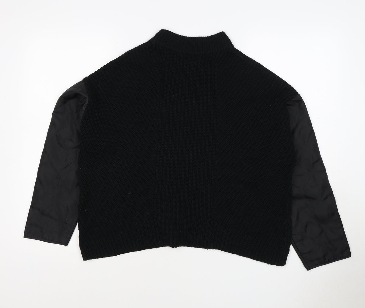 La Redoute Women Black M Mock Neck Knit Jumper Quilted Long Sleeve