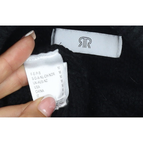 La Redoute Women Black M Mock Neck Knit Jumper Quilted Long Sleeve