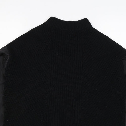 La Redoute Women Black M Mock Neck Knit Jumper Quilted Long Sleeve