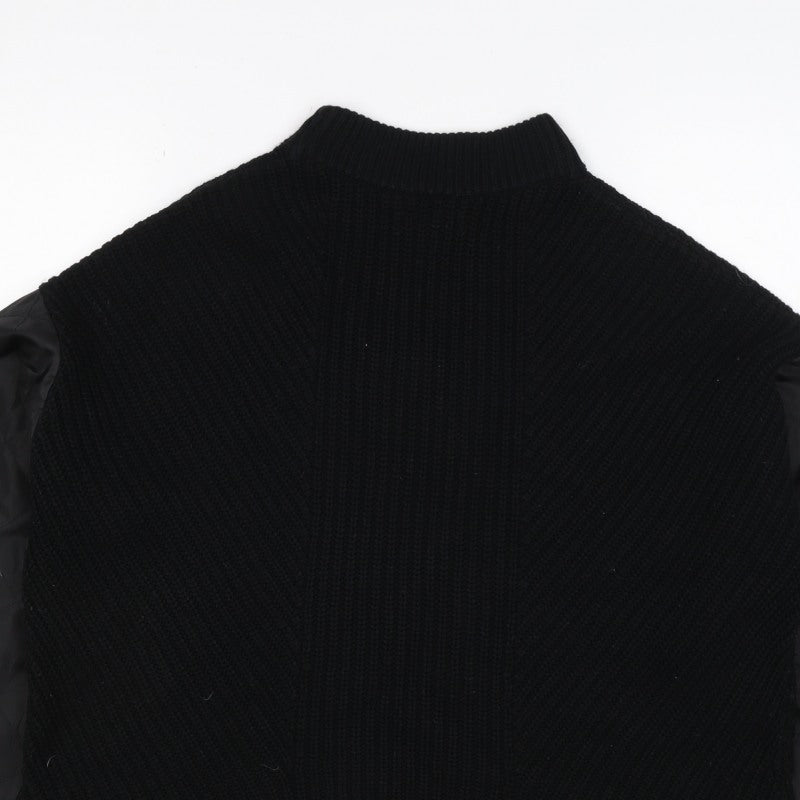 La Redoute Women Black M Mock Neck Knit Jumper Quilted Long Sleeve