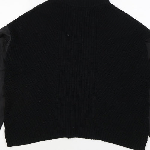 La Redoute Women Black M Mock Neck Knit Jumper Quilted Long Sleeve